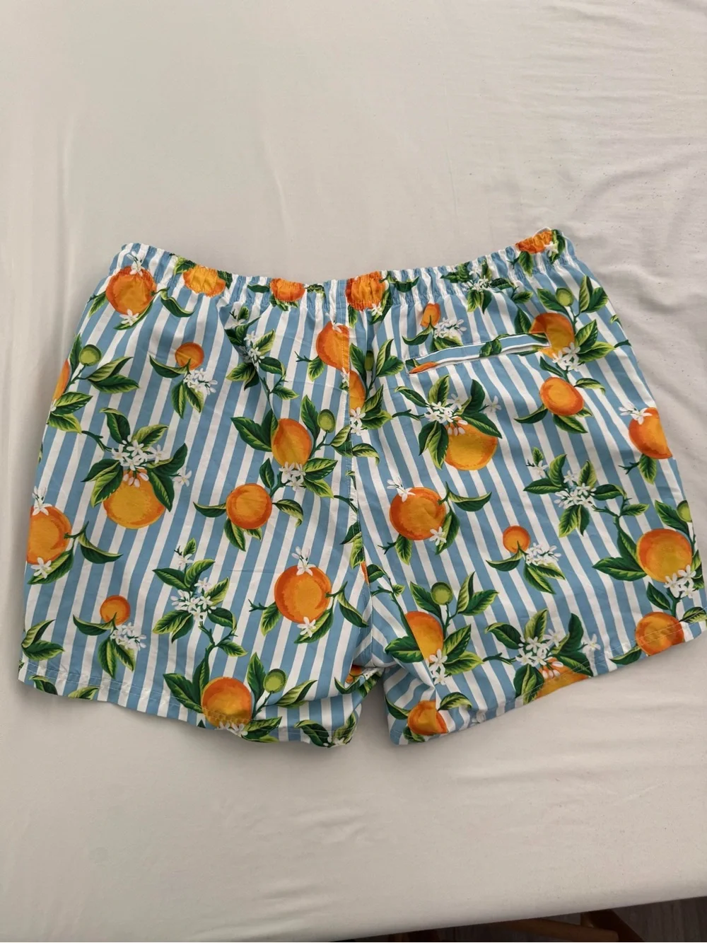 Primark Blue and Orange Striped Citrus Drawstring Shorts